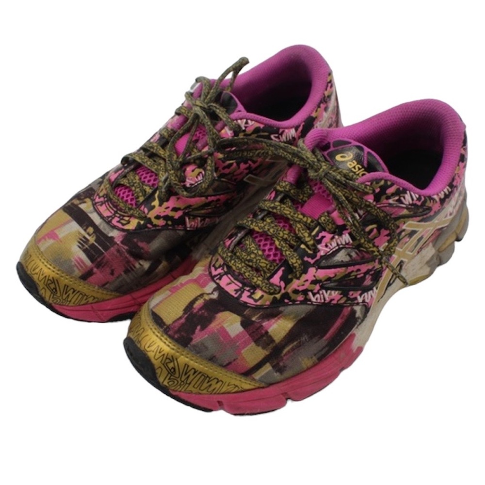 ASICS Running Walking Shoes Breast Cancer Awareness Pink Gold Size 5.5